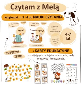 książeczki 3 i 4 /nauka czytania + 25 kart edukacyjnych