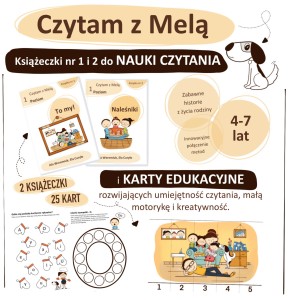 książeczki 1 i 2 / nauka czytania + 25 kart edukacyjnych