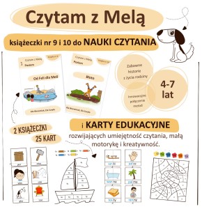 książeczki 9 i 10 nauka czytania + 25 kart edukacyjnych